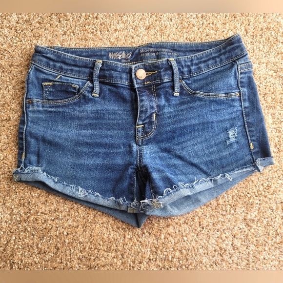 Blue Denim Mid-Rise Shorts - Picture 1 of 3